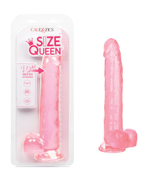 Size Queen 10in Dildo w/Balls Pink, CalExotics