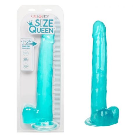 Size Queen 12in Dildo w/Balls Blue, CalExotics