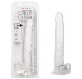 Size Queen 12in Dildo w/Balls Clear, CalExotics