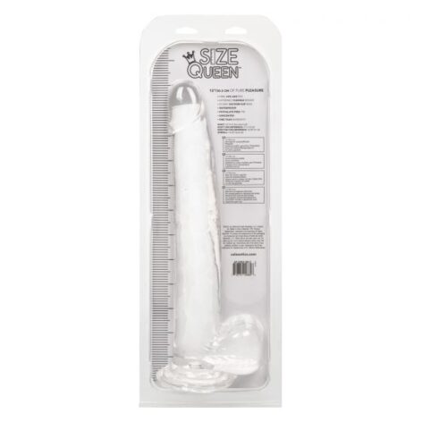 Size Queen 12in Dildo w/Balls Clear, CalExotics