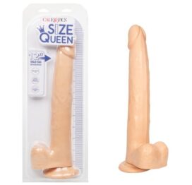 Size Queen 12in Dildo w/Balls Ivory, CalExotics