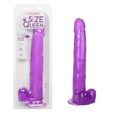 Size Queen 12in Dildo w/Balls Purple, CalExotics