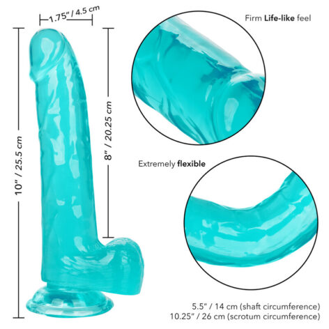 Size Queen 8in Dildo w/Balls Blue, CalExotics