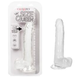 Size Queen 8in Dildo w/Balls Clear, CalExotics