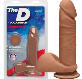 Perfect D 7in Dildo w/Balls Caramel, Doc Johnson