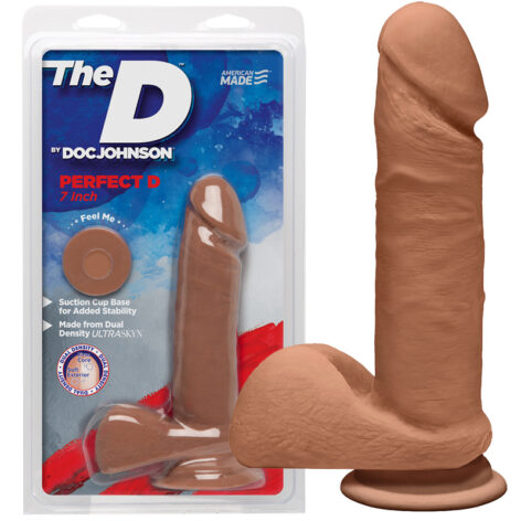 Perfect D 7in Dildo w/Balls Caramel, Doc Johnson