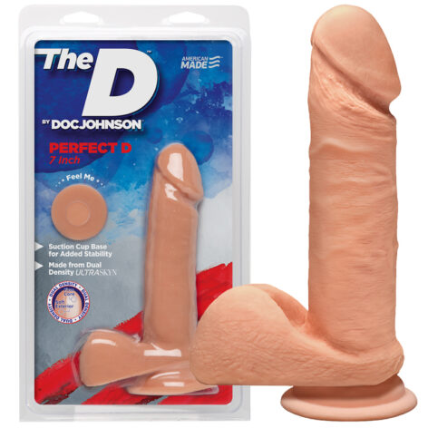 Perfect D 7in Dildo w/Balls Vanilla, Doc Johnson