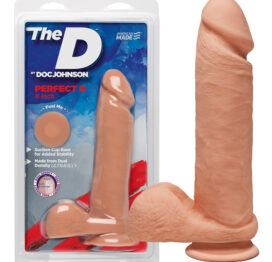 Perfect D 8in Dildo w/Balls Vanilla, Doc Johnson