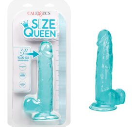 Size Queen 6in Dildo w/Balls Blue, CalExotics