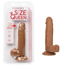 Size Queen 6in Dildo w/Balls Brown, CalExotics