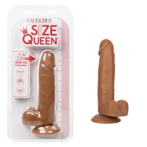 Size Queen 6in Dildo w/Balls Brown, CalExotics