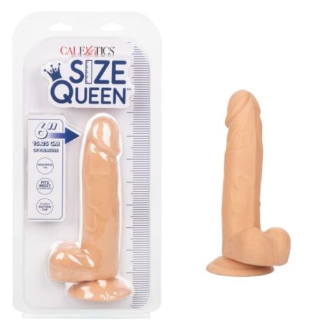 Size Queen 6in Dildo w/Balls Ivory, CalExotics