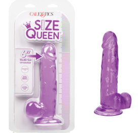 Size Queen 6in Dildo w/Balls Purple, CalExotics