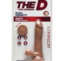 Slim D 6in UltraSkyn Dildo w/Balls Caramel