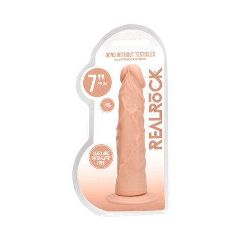 RealRock 7in Realistic Dildo w/Suction Cup Beige, Shots