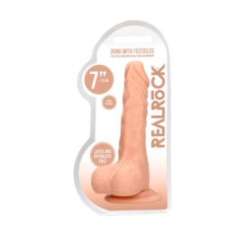 RealRock 7in Realistic Dildo w/Balls & Suction Cup Beige