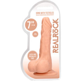 RealRock 7in Realistic Dong w/Balls Beige, Shots