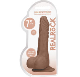 RealRock 7in Realistic Dong w/Balls Tan, Shots