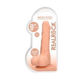 RealRock 8in Realistic Dildo w/Balls Beige, Shots