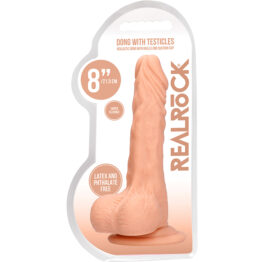 RealRock 8in Realistic Dong w/Balls Beige, Shots
