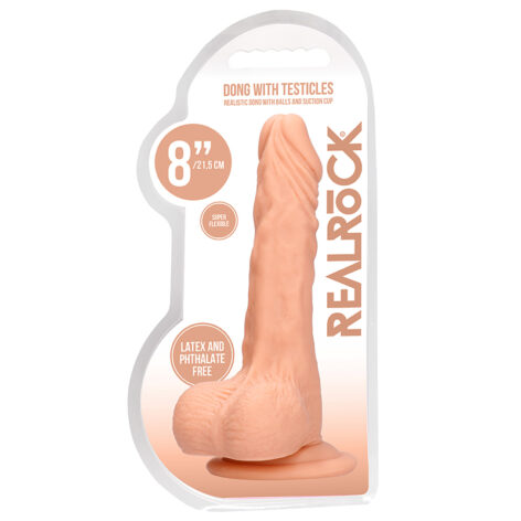 RealRock 8in Realistic Dong w/Balls Beige, Shots