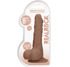 RealRock 8in Realistic Dong w/Balls Tan, Shots