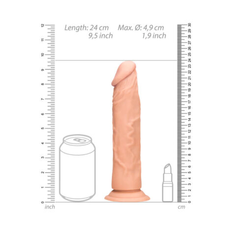RealRock 9in Realistic Dildo w/Suction Cup Beige, Shots