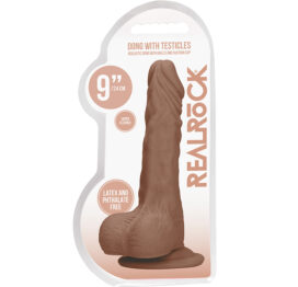 RealRock 9in Realistic Dong w/Balls Tan, Shots