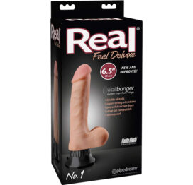 Real Feel Deluxe #1 Dildo 6.5" Vibe w/Balls Beige