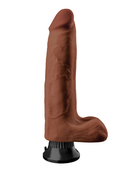 Real Feel Deluxe #10 Dildo 10" Vibe w/Balls Brown