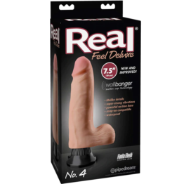 Real Feel Deluxe #4 Dildo 7.5" Vibe w/Balls Beige, Pipedream