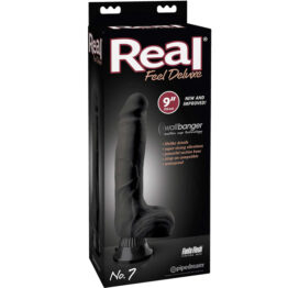 Real Feel Deluxe #7 Dildo 9" Vibe w/Balls Black