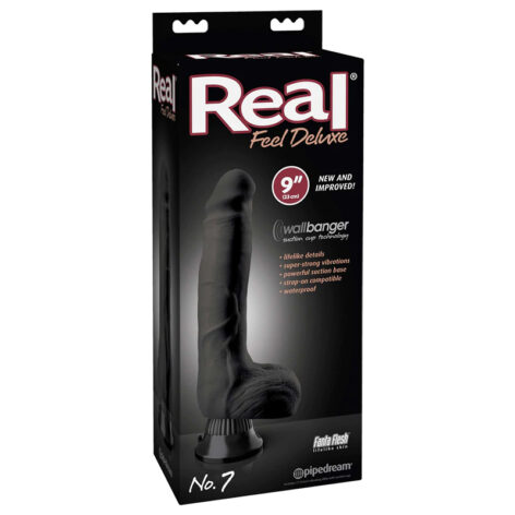 Real Feel Deluxe #7 Dildo 9" Vibe w/Balls Black