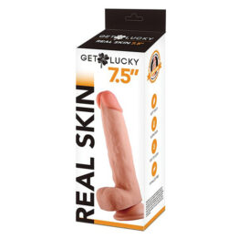 Get Lucky Real Skin Dildo 7.5in w/Balls Beige