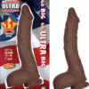 Ultra Whoppers 11in Curved Dildo w/Balls Brown