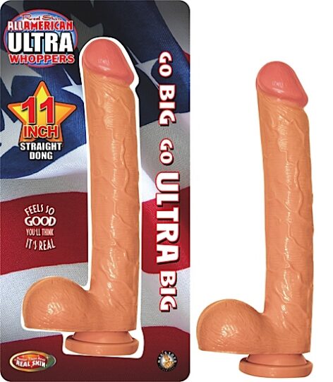 Ultra Whoppers 11in Straight Dildo w/Balls Beige