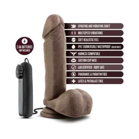 X5+ Gyrating Vibrating Cock 8in w/Balls Chocolate, Blush