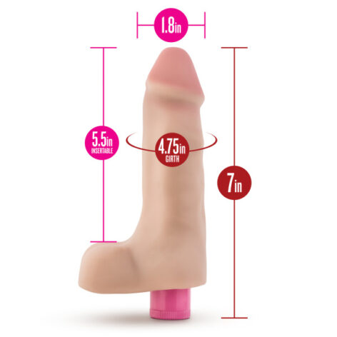 X5 Plus 7" Vibrating Cock w/Balls Beige, Blush