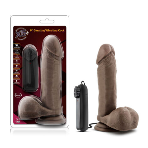 X5 Plus 8in Gyrating Vibrating Dildo Chocolate