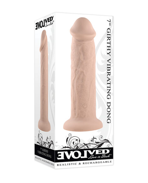 7" Girthy Vibrating Dildo Light Beige, Evolved