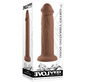 7" Girthy Vibrating Dildo w/Suction Cup Brown, Evolved