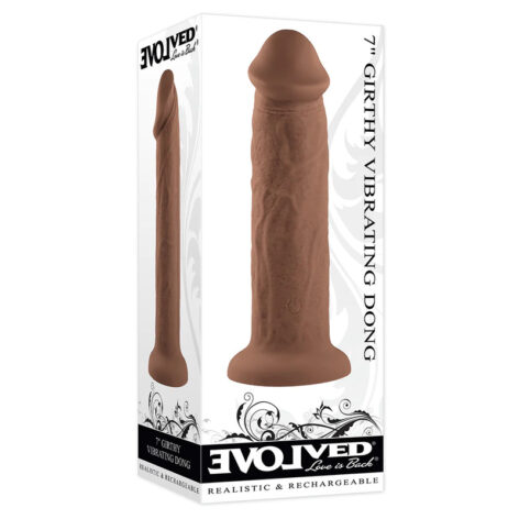 7" Girthy Vibrating Dildo w/Suction Cup Brown, Evolved