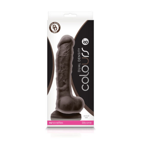 Colours Dual Density 8in Dildo w/Balls Black Silicone