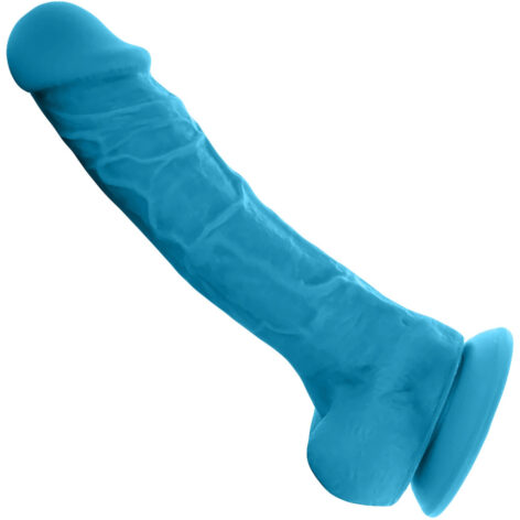 Colours Dual Density 8in Dildo w/Balls Blue Silicone