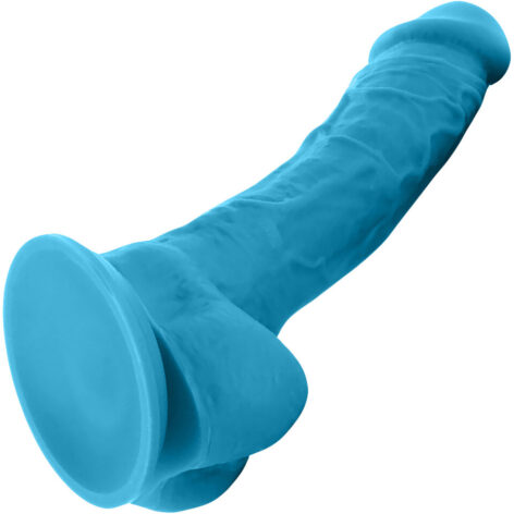 Colours Dual Density 8in Dildo w/Balls Blue Silicone