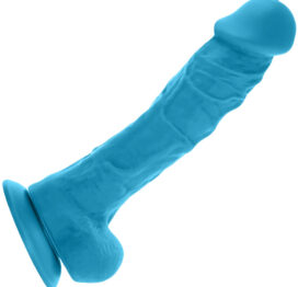 Colours Dual Density 8in Dildo w/Balls Blue Silicone