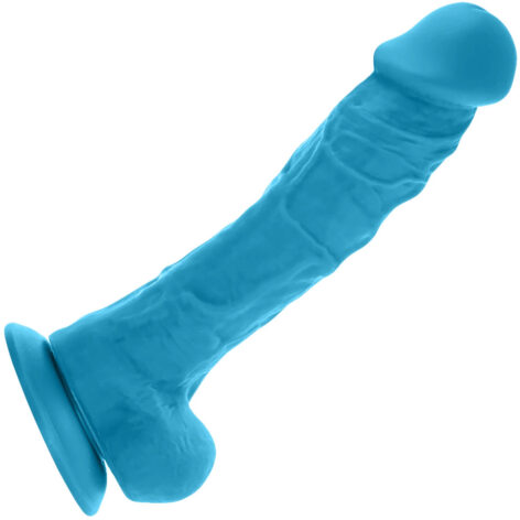 Colours Dual Density 8in Dildo w/Balls Blue Silicone