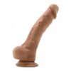 Colours Dual Density 8in Dildo w/Balls Brown Silicone