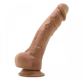 Colours Dual Density 8in Dildo w/Balls Brown Silicone