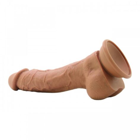 Colours Dual Density 8in Dildo w/Balls Brown Silicone